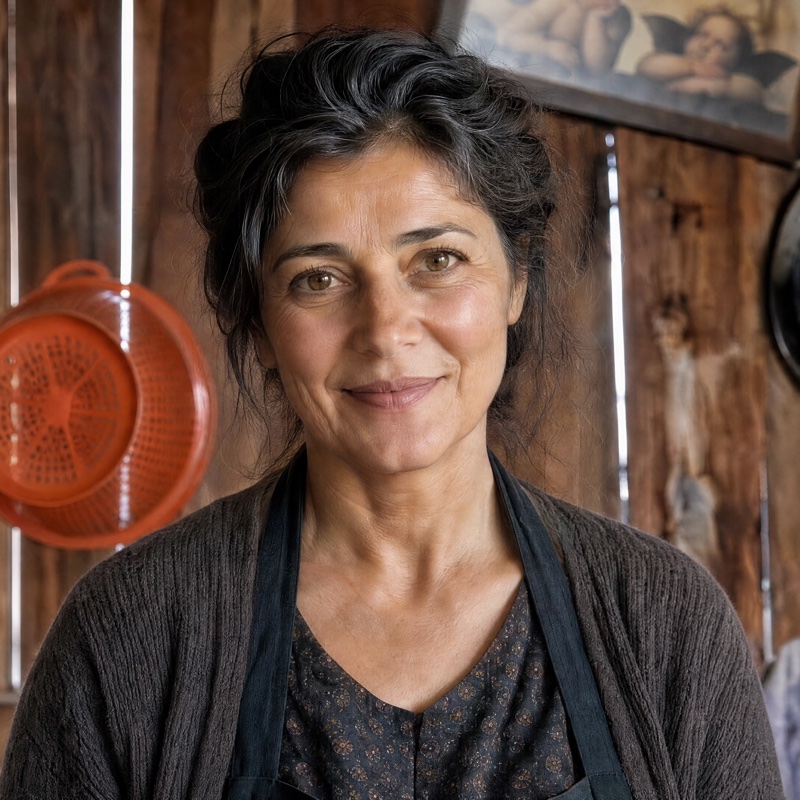 Mama Maria in her summer kitchen